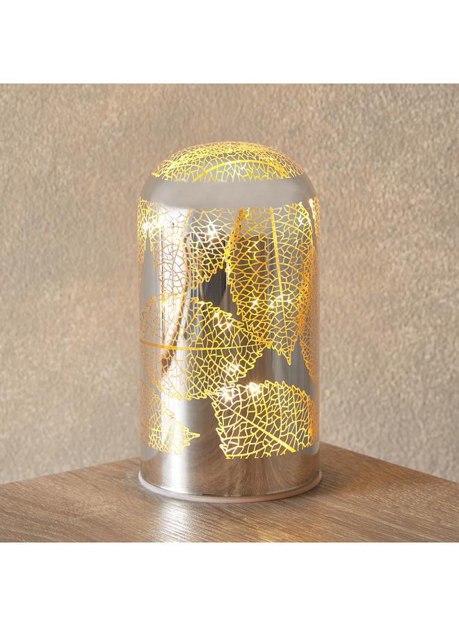 Home Box Briar Leaf Cutout Domelike Nickle Glass LED Lamp - 8x8x15 cm - Image 1