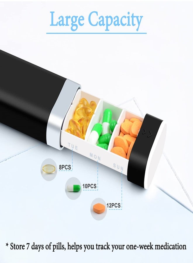 greencycle Pill Organizer 7 Day, Weekly Pill Cases, Portable Daily Pill Box Container Travel Pill Holder Pretty Home Medicine Box Pill Dispenser to Hold Vitamins Fish Oil, Supplement (Black - Image 3