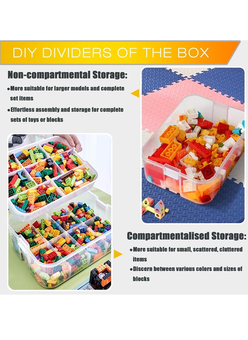 XiuWoo - Stackable Kids Toy Storage Box, Building Blocks Game Organizers, Miniature Containers Bins, Home Plastic Organizer Box, Child Toy Containers with Base Plates, Lids, Partition, Handle - Image 1