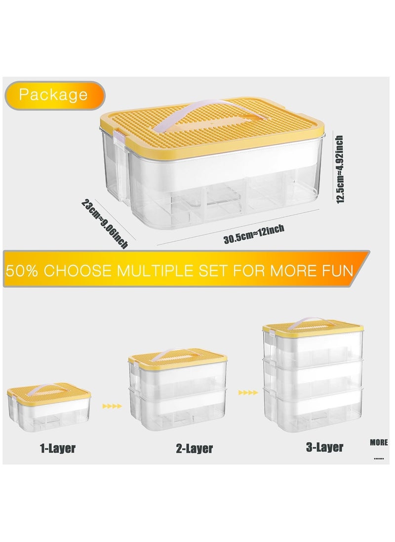 XiuWoo - Stackable Kids Toy Storage Box, Building Blocks Game Organizers, Miniature Containers Bins, Home Plastic Organizer Box, Child Toy Containers with Base Plates, Lids, Partition, Handle - Image 1