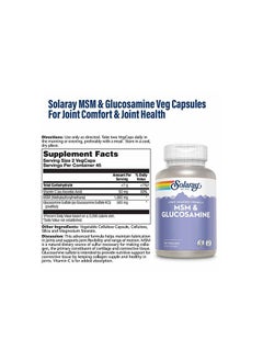 Solaray MSM & Glucosamine Veg Capsules For Joint Comfort & Joint Health 90's  - Image 3