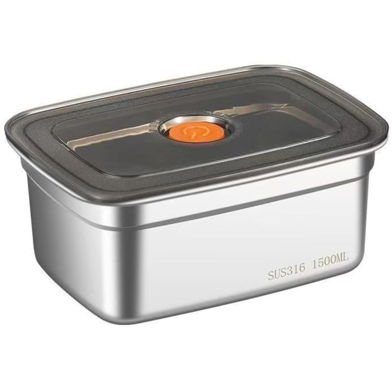 GALV 1500 ml Stainless Steel Food Storage Containers Food Grade Fridge Storage Box Leakproof Portable Kitchen Organizer with Airtight Lids Set FreshnessMicrowavable188x135cmSilver 2 pcs - Image 1