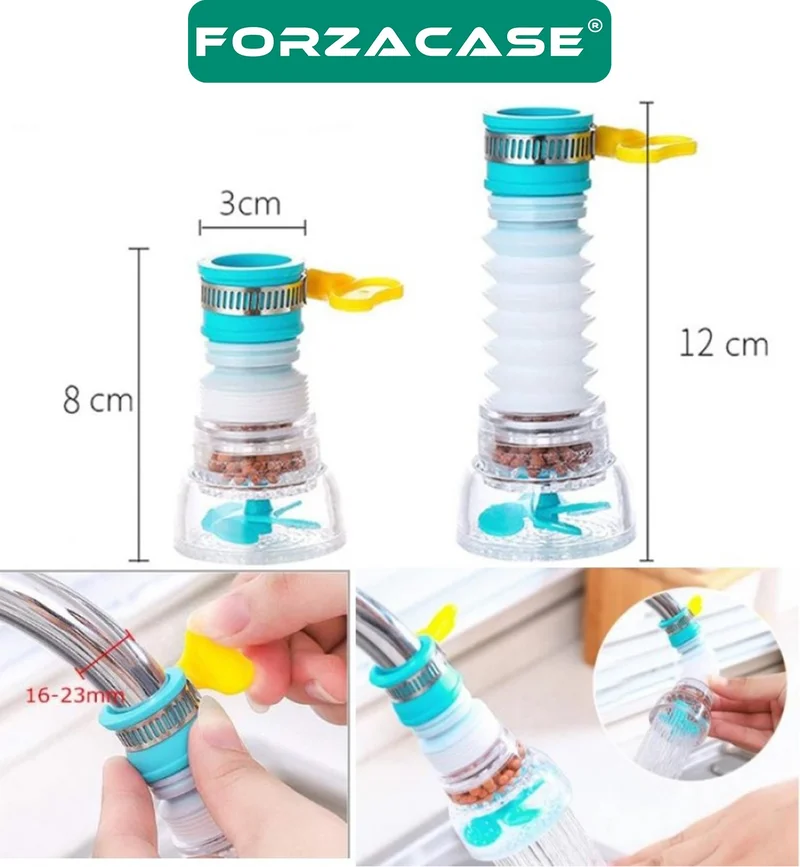فورزاكاس 360 ​​Degree Rotatable Faucet Head with Transparent Head, Propeller and Stone Hose - FC217