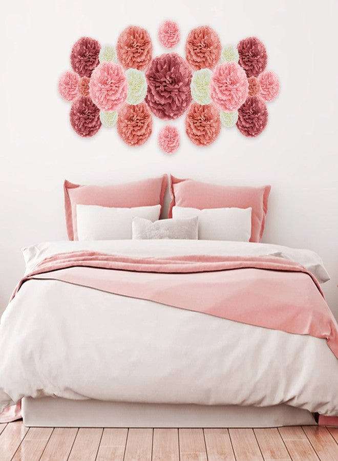 EpiqueOne 20 Piece Tissue Paper Pom Poms | Blush Pink, Dusty Rose, Mauve & Cream | Colorful Paper Flower Wall Decorations for Bridal Showers, Baby Showers, Weddings, Graduations, Tea Parties & More - Image 3