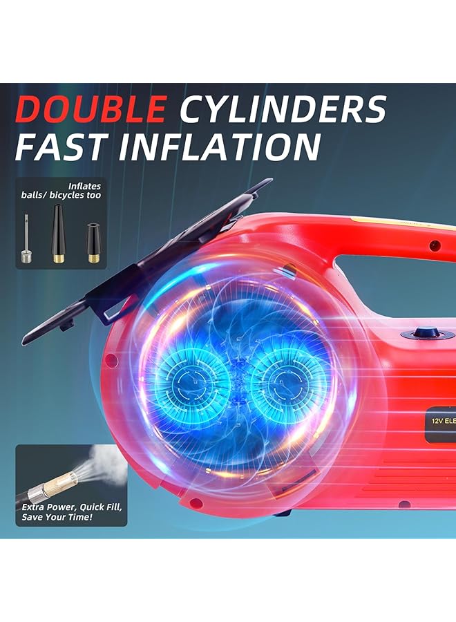 Upgraded Electric Car Jack Kit 5 Ton Floor Jack Hydraulic With Impact Wrench And Tire Inflator,Car Lift For Vehicle Roadside Emergency Tire Repair Kit (Red) - Image 2