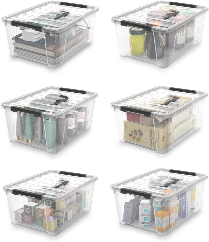 WYT Clear Storage Latch Bins, 6-Pack Storage Organizer Box with Handle and Lids, 5-Litre - Image 4