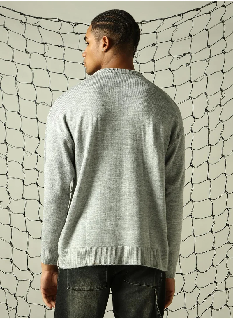 هوبرهولمي Men's Multicoloured 100% Acrylic Solid Oversized Sweater