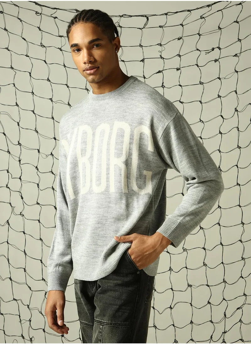 هوبرهولمي Men's Multicoloured 100% Acrylic Solid Oversized Sweater