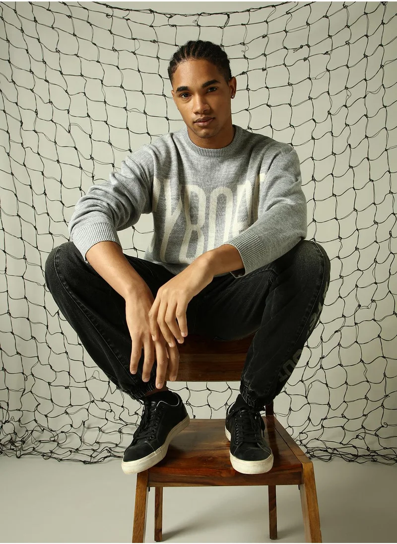 هوبرهولمي Men's Multicoloured 100% Acrylic Solid Oversized Sweater