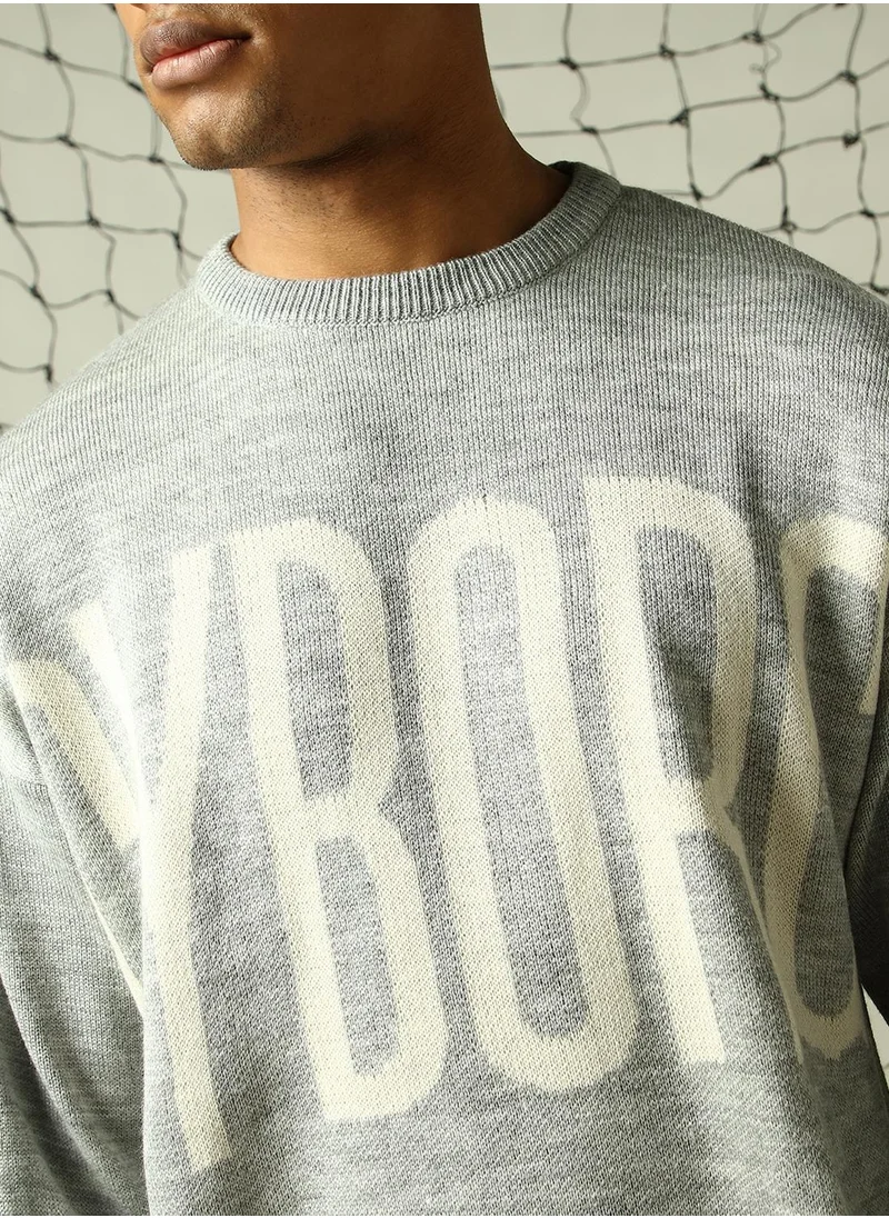 هوبرهولمي Men's Multicoloured 100% Acrylic Solid Oversized Sweater