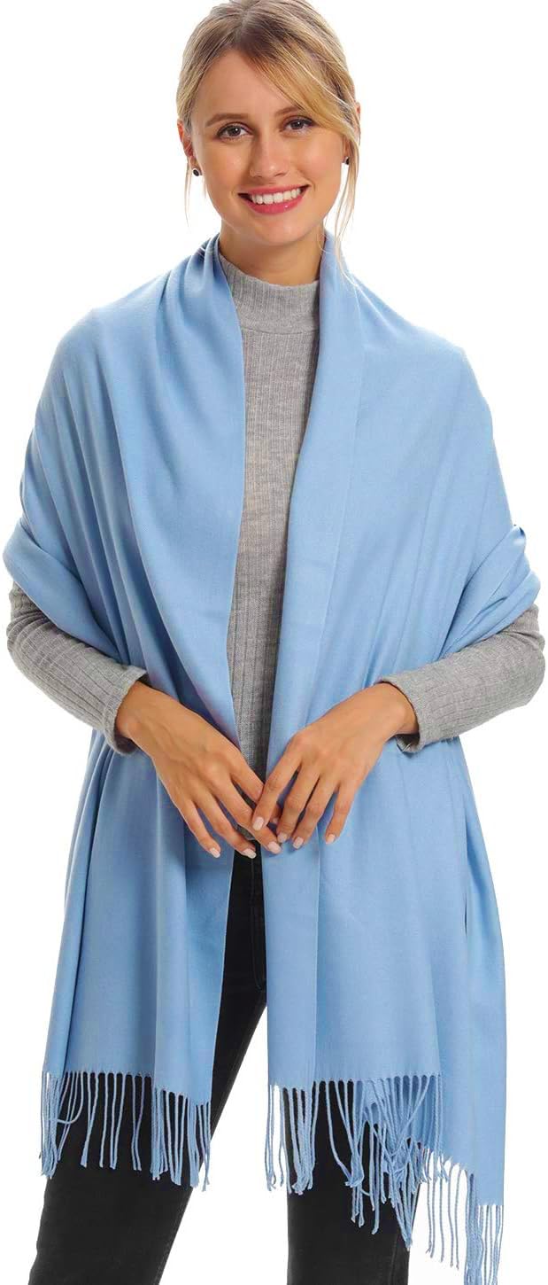 Alexvyan Plain Winter Stole Warm Long Stoles Shawls Long Solid Scarves Woolen Women Casual Scarf Soft Wrap for Casual Formal Occassions- 200CM*70CM (Sky Blue) - Image 2