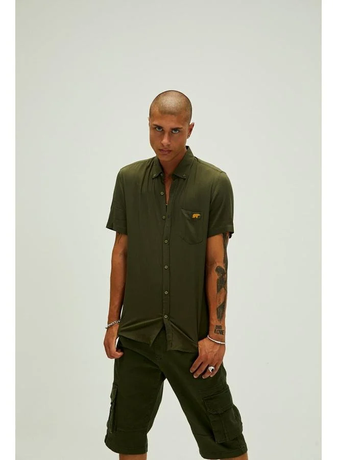 Bad Bear  Frank Shirt Khaki Green Short Sleeve Men's Shirt. for Men | Best Price UAE