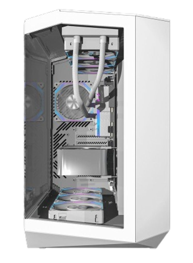 DarkFlash DY470 ATX Mid Tower PC Case – Supports ATX/M-ATX/ITX Motherboards, Up to 410mm GPU, 175mm CPU Cooler, 10 Fan Support, 2 Radiators (360mm Top/Side, 120mm Rear), 0.7mm SPCC Steel, 7 PCIe Slots, USB 3.0 x2, Type-C x1, HD Audio, Pre-installed ARGB Fans | White - Image 3