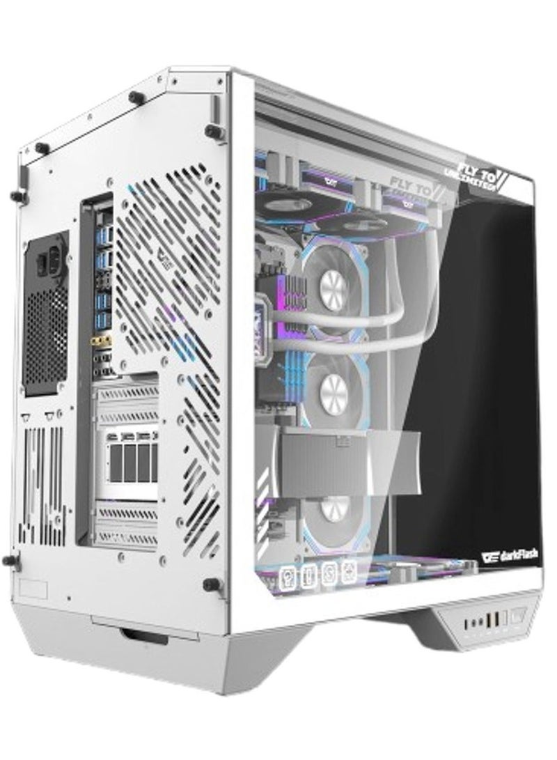 DarkFlash DY470 ATX Mid Tower PC Case – Supports ATX/M-ATX/ITX Motherboards, Up to 410mm GPU, 175mm CPU Cooler, 10 Fan Support, 2 Radiators (360mm Top/Side, 120mm Rear), 0.7mm SPCC Steel, 7 PCIe Slots, USB 3.0 x2, Type-C x1, HD Audio, Pre-installed ARGB Fans | White - Image 5