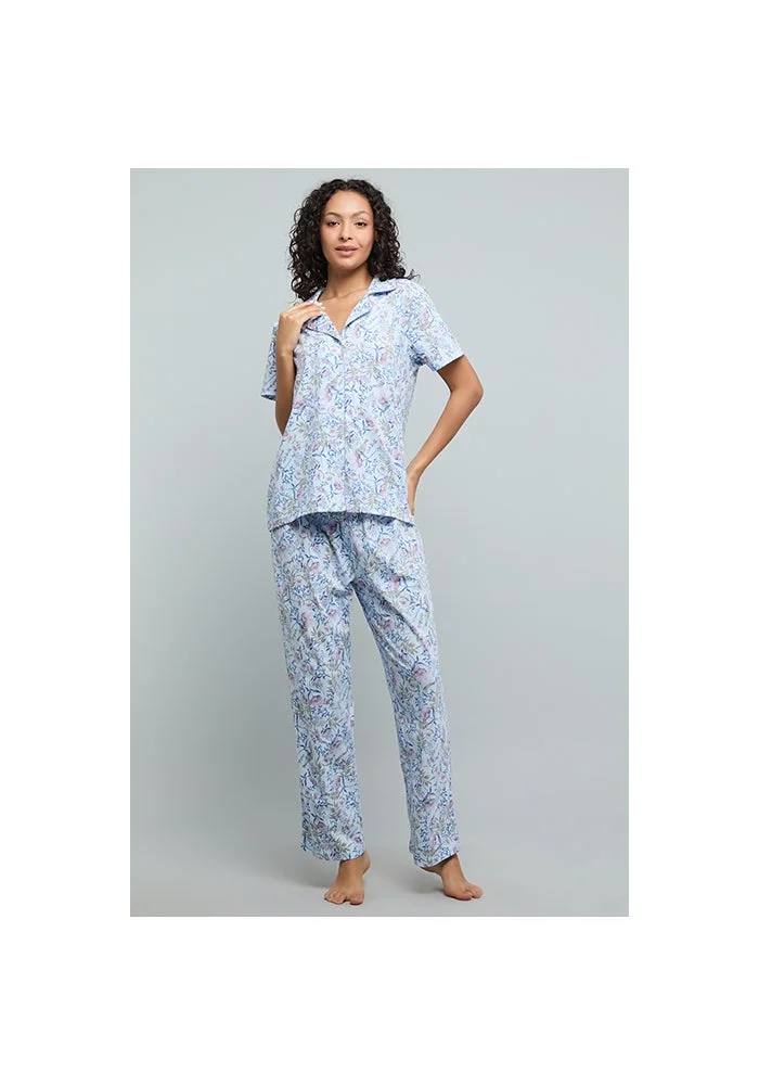 أر أند بي Printed Lapel Collar Pyjama Set