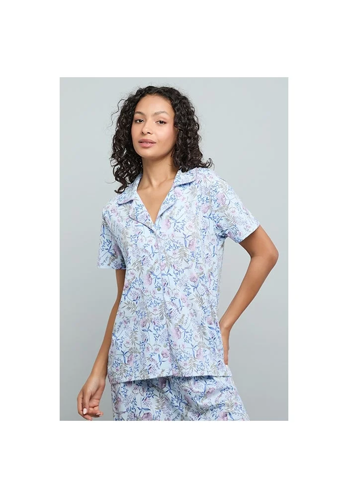 أر أند بي Printed Lapel Collar Pyjama Set