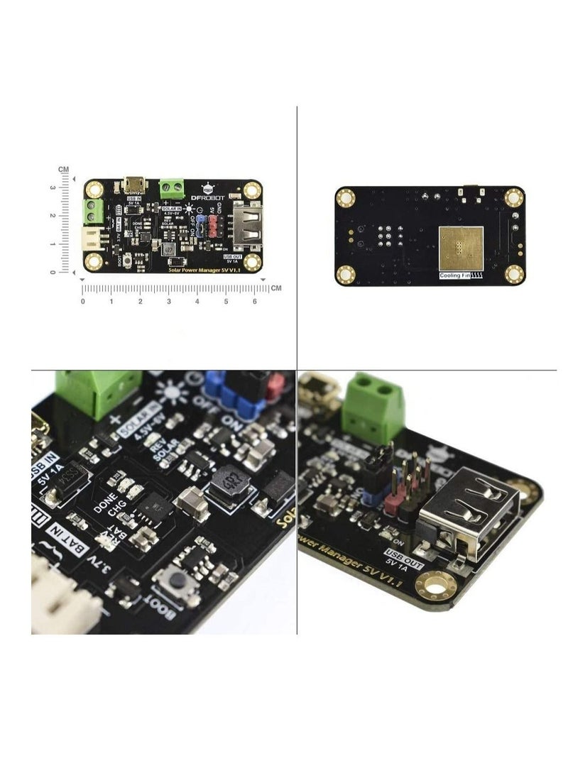 Solar Power Manager Module for 5V Solar Panel - Support Solar and USB Charging
