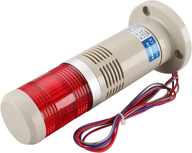 Baomain Alarm Warning Continuous Light 110V AC Industrial Buzzer Red LED Signal Tower Lamp LTP-502TJ - Image 3