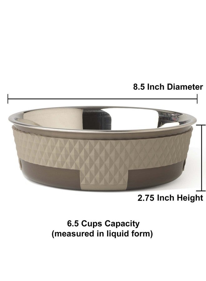 PetRageous 16017 Kona Stainless Steel Non-Slip Dishwasher-Safe Bowl 6.5-Cup 8.5-Inch Diameter 2.75-Inch Tall for Large and Extra Large Dogs and Cats, Brown - Image 2