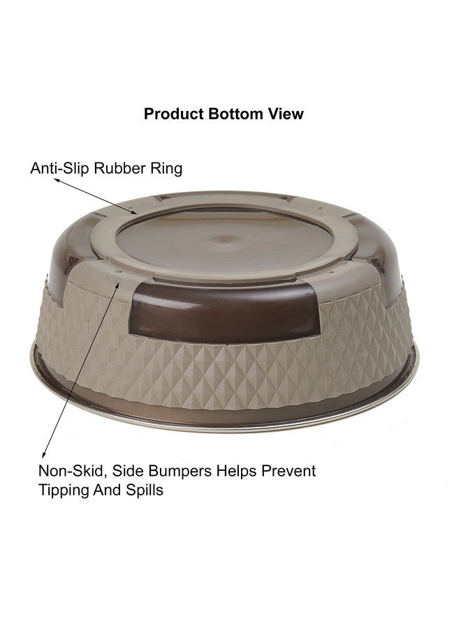 PetRageous 16017 Kona Stainless Steel Non-Slip Dishwasher-Safe Bowl 6.5-Cup 8.5-Inch Diameter 2.75-Inch Tall for Large and Extra Large Dogs and Cats, Brown - Image 4