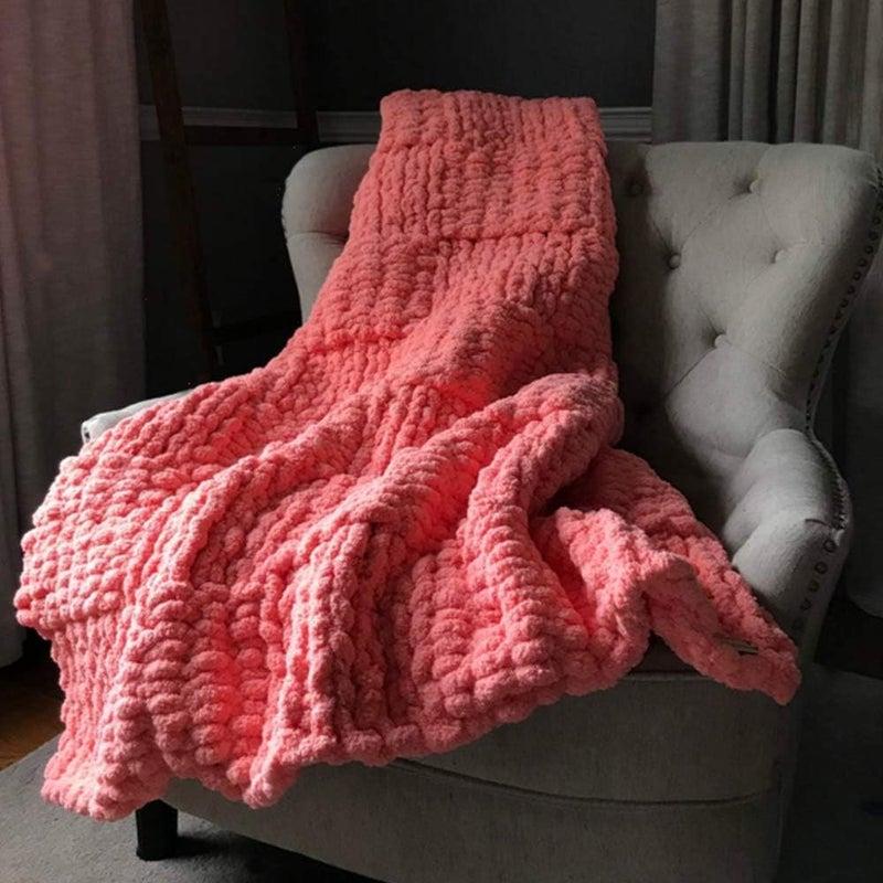 Chunky Yarn, Knit Chenille Pink Arm Knitting Massive DIY Bulky Vegan Materials 1kg/2.2lb - Image 2