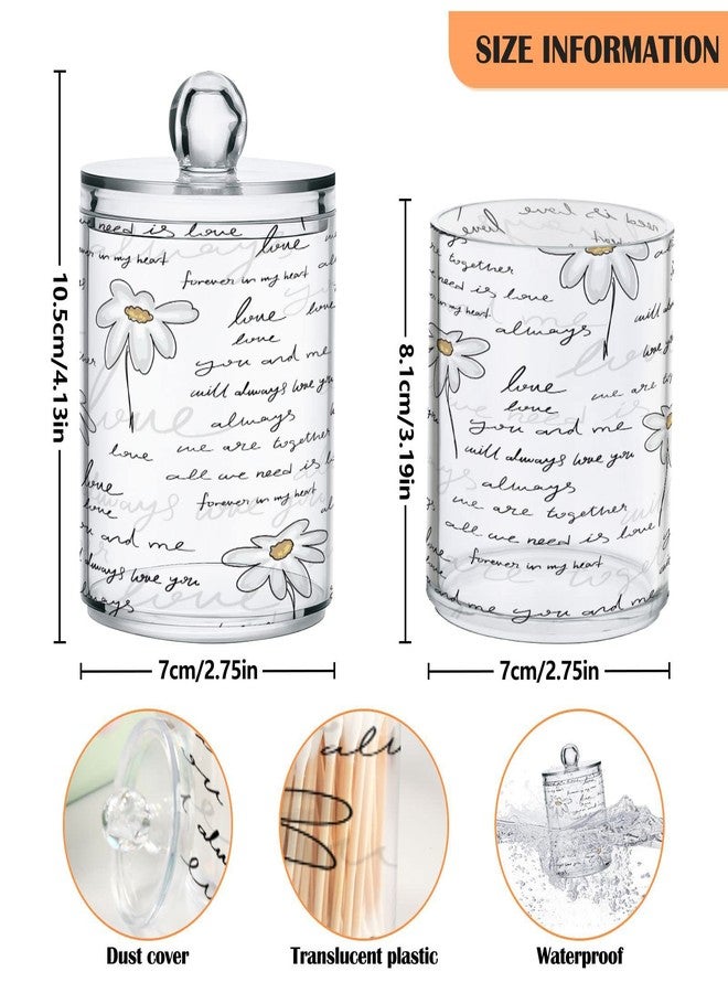 xigua 2 Pack Love Daisy Flower Apothecary Jars with Lid, Qtip Holder Storage Containers for Cotton Ball, Swabs, Pads, Clear Plastic Canisters for Bathroom Vanity Organization (10 Oz) - Image 3