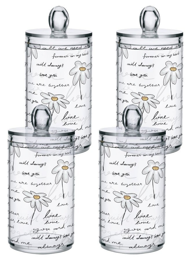 xigua 2 Pack Love Daisy Flower Apothecary Jars with Lid, Qtip Holder Storage Containers for Cotton Ball, Swabs, Pads, Clear Plastic Canisters for Bathroom Vanity Organization (10 Oz) - Image 2