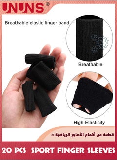 UNUNS Sport Finger Sleeves,20 Pcs Finger Sleeves Protectors,Compression Elastic Thumb Brace Support,Breathable Elastic Thumb Sleeves For Trigger Finger/Relieving Pain/Sports/Arthritis-Black+Skin Tone  - Image 2