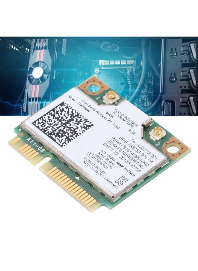 For Intel 7260AC 7260HMW Dual Band 2.4/5G Bluetooth 4.0 Network Card with 2PCS 6DBi Antenna