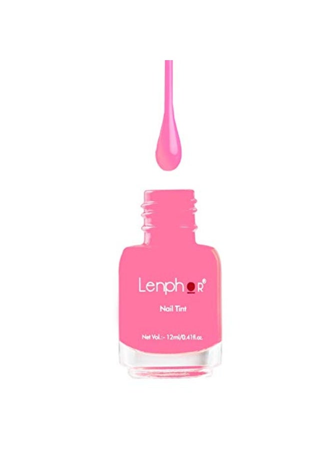 Lenphor Nail Paint  Shiny Smooth Nail Colour, Long Lasting, Fade Resistant, Quick Dry, Glassy Finish, Glossy Luster Nail Polish, Warm Shade Think Pink 12ml) - Image 2