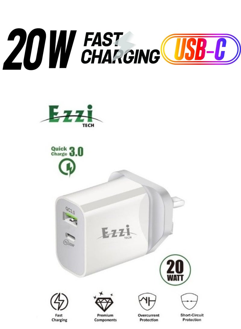 شاحن سريع Ezzi Tech ETWC 20W ثنائي المنافذ