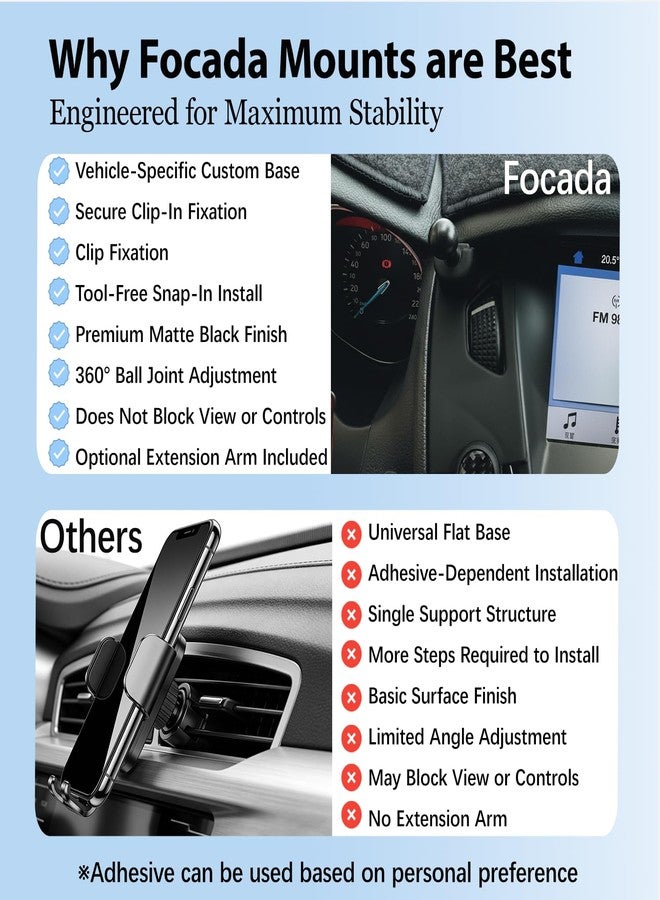 Focada Car Phone Holder for Ford Focus MK3/MK3.5 (2012-2018) ST/RS/SE,Vehicle-Specific Dash Phone Mount,360° Rotating Adjustable Cell Phone Holders with Stable Clip Design,Ford Focus Auto Accessories - Image 2