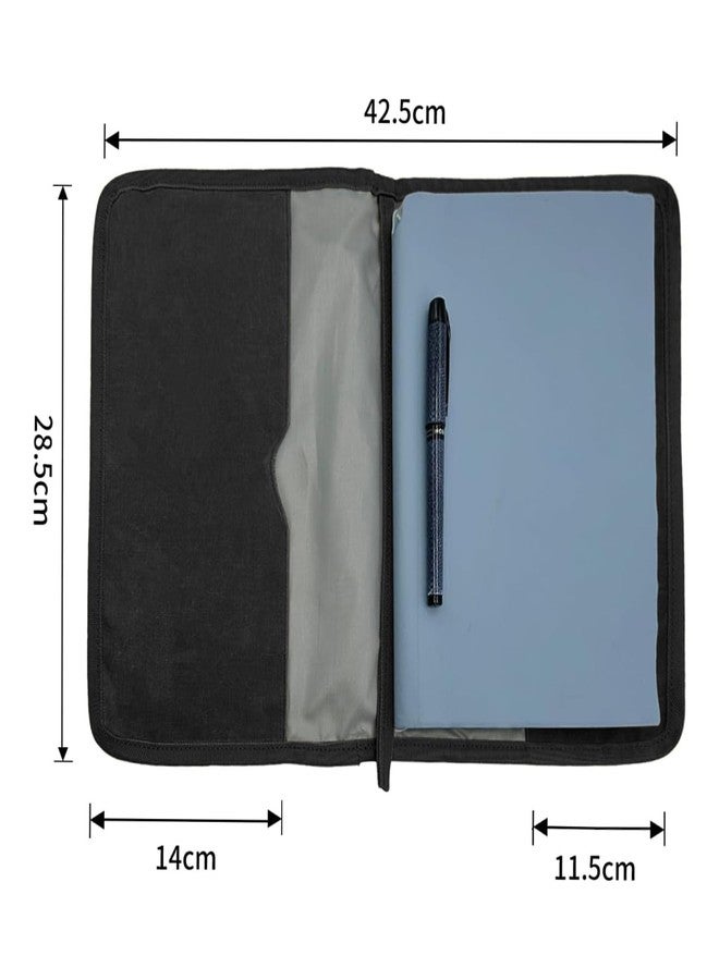 Baizoy Journal Cover for Field Notes Notebooks cover 10 X 8.25 Inch B5 Notebooks Cover, Water Resistant Steno Notebook Cover for Journal Accessories, Classy Waxed Canvas Sketchbook Cover Case Black (Black) - Image 2