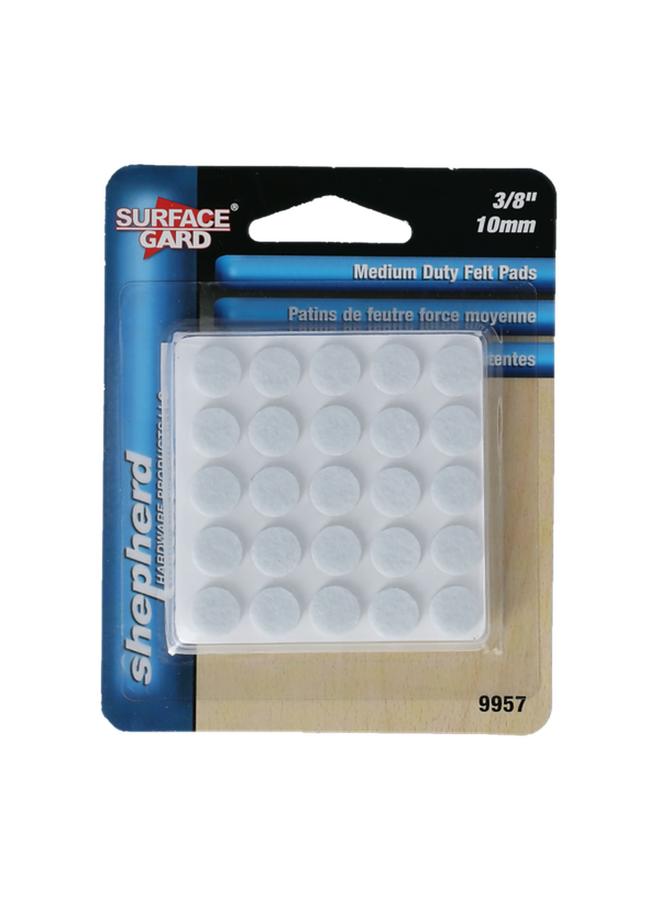 ACE 75-Piece Shepherd SurfGard Medium Duty Self Adhesive Round Felt Pads White 3/8inch 9957 - Image 1