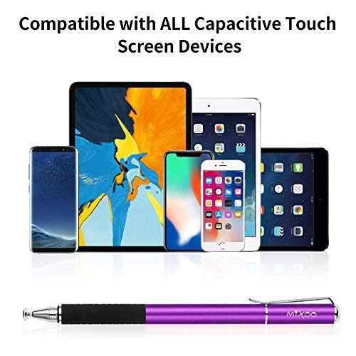 Mixoo Stylus Pens for Touch Screens - Disc & Fiber Tip 2 in 1 High Sensitivity Universal Stylus for iPad, iPhone, Tablets and Other Capacitive Touch Screens (Dark Violet) - Image 3