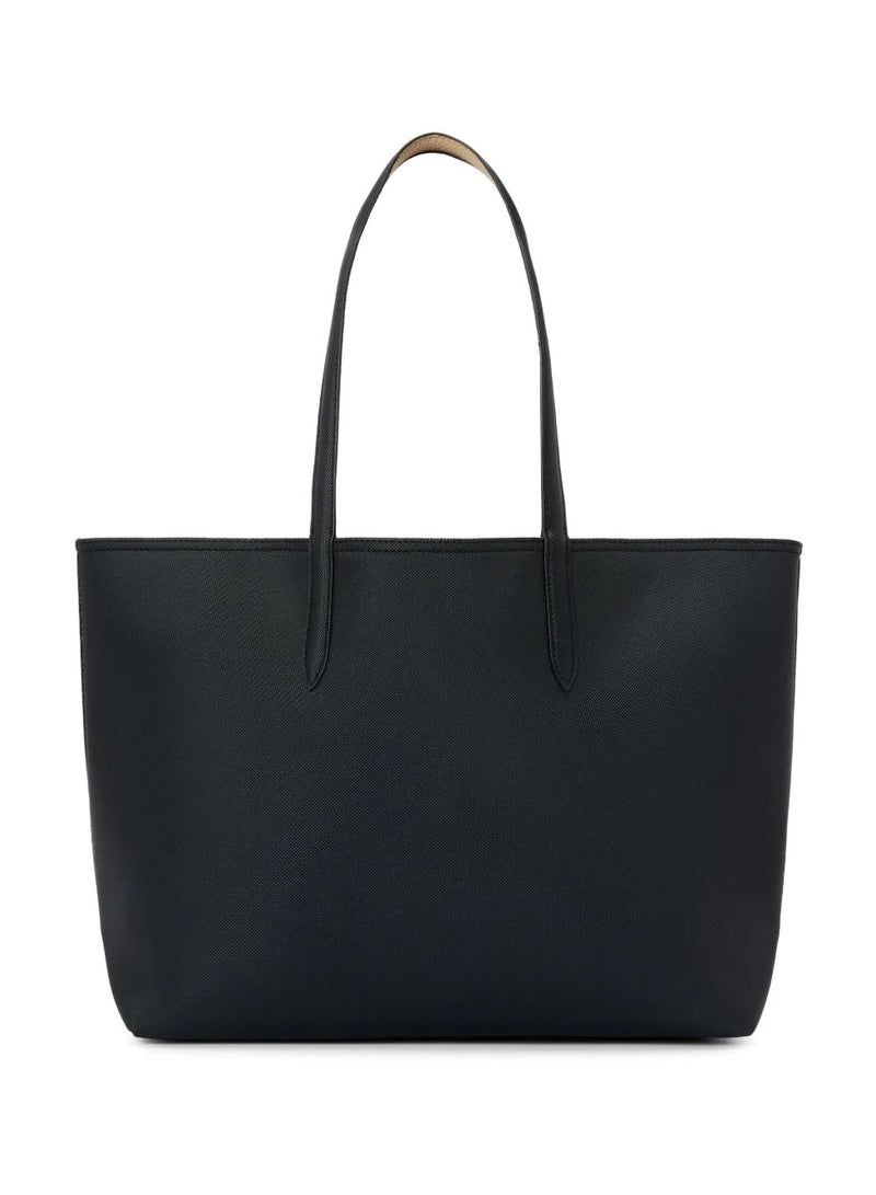 لاكوست حقيبة يد نسائية كبيرة الحجم ذات وجهين وسعة كبيرة بلونين من لاكوست، أنيقة ومتعددة الوظائف، لون أسود/مشمشي - Image 3