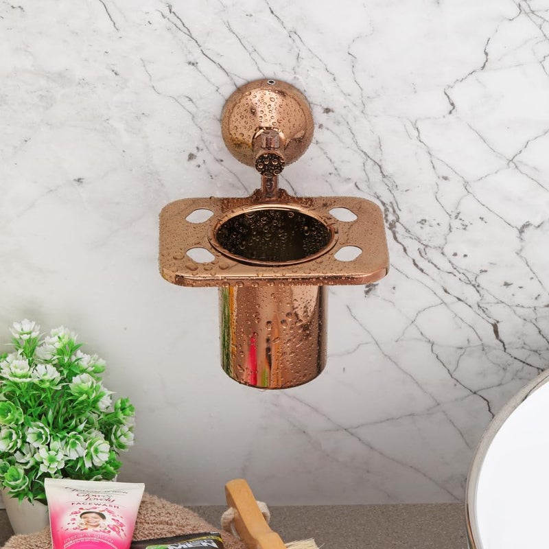 LAPO Stainless Steel 304 Grade Tumbler Holder for Bathroom/Toothpaste Holder Wall Mounted/Tooth Brush Holder Bathroom Accessories(PVD Rose Gold Finish) Pack of 1 - Image 3