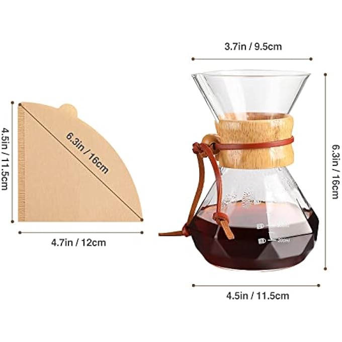 TERRIFI Pour Over Coffee Maker Holds 1 To 2 Cups 15Oz Coffee Dripper Set Borosilicate Glass Coffee Carafe Brewer Coffee Server For Home Caf Restaurant Camping - Image 3
