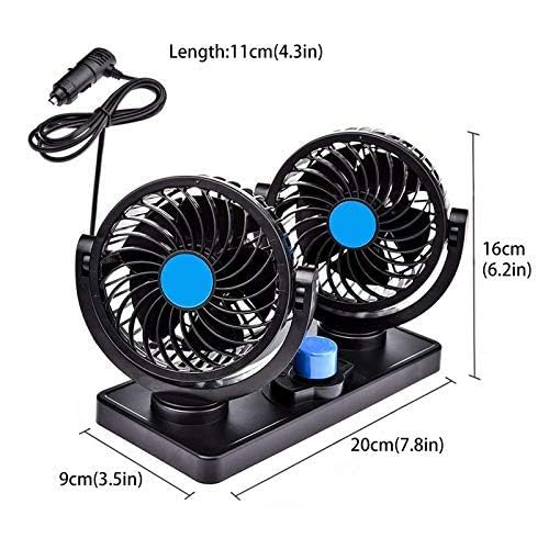 Trest Car Fan 12V 360 Degree Rotatable Dual Head 2 Speed Quiet Strong Dashboard Auto Cooling Air Fan for All Auto Vehicles - Image 4