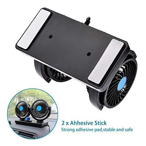 Trest Car Fan 12V 360 Degree Rotatable Dual Head 2 Speed Quiet Strong Dashboard Auto Cooling Air Fan for All Auto Vehicles - Image 5