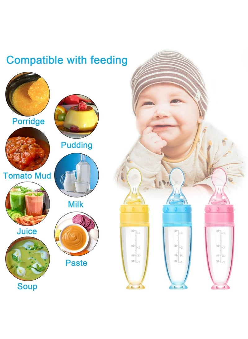 3 Pieces Silicone Baby Spoons Baby Feeding Spoon with Standing Base for Infant 0-24 Months Dispensing and Feeding