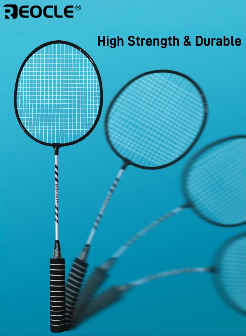REOCLE Badminton Racket Set with 3 Balls Lightweight yet Powerful and Stable Performance Large Frame lron Alloy Construction Perfect for Outdoor Sports Enthusiasts - Image 3