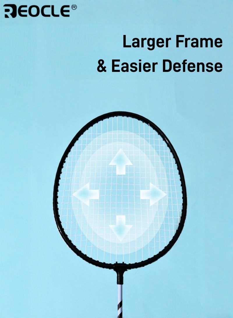 REOCLE Badminton Racket Set with 3 Balls Lightweight yet Powerful and Stable Performance Large Frame lron Alloy Construction Perfect for Outdoor Sports Enthusiasts - Image 5