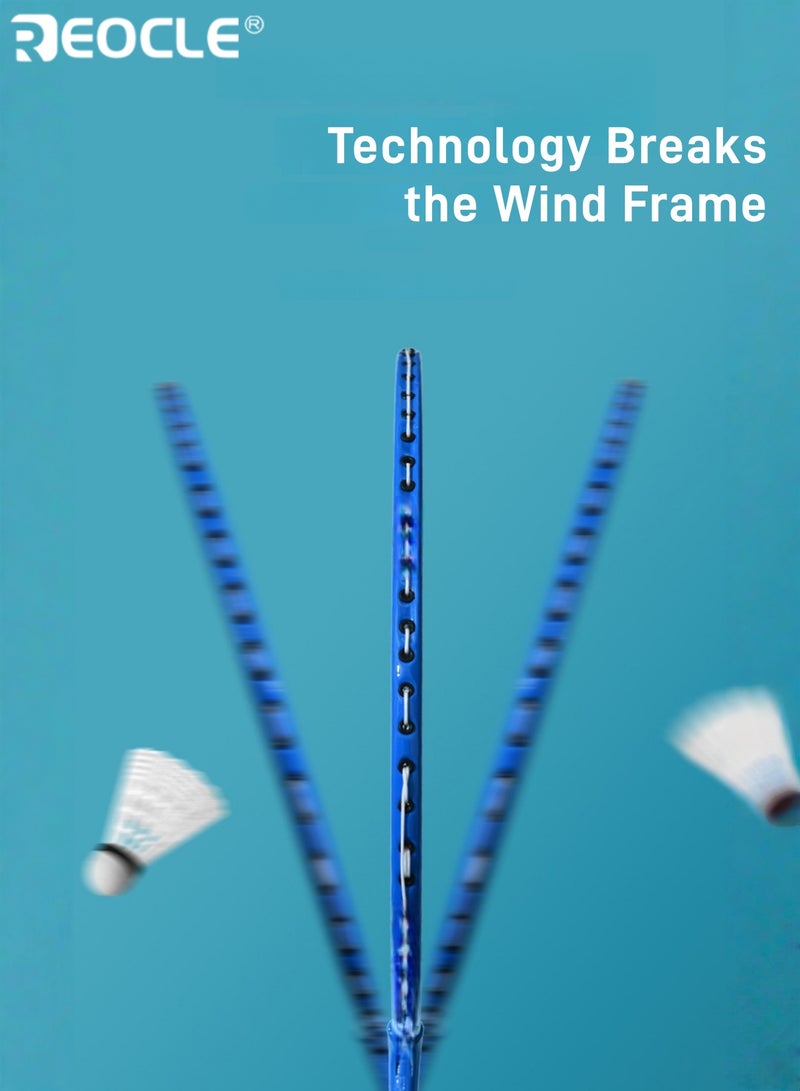 REOCLE Badminton Racket Set with 3 Balls Lightweight yet Powerful and Stable Performance Large Frame lron Alloy Construction Perfect for Outdoor Sports Enthusiasts - Image 4
