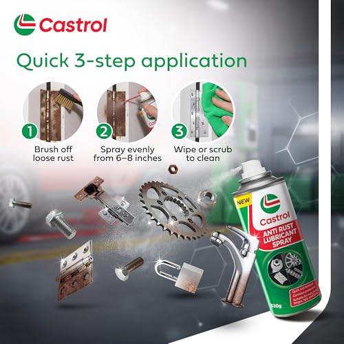 Castrol ANTI RUST LUBRICANT SPRAY for Bikes and Cars (420ML) | Loosens Rust | Protects from Corrosion | Excellent Lubrication | Eliminates squeaks and reduces friction - Image 4