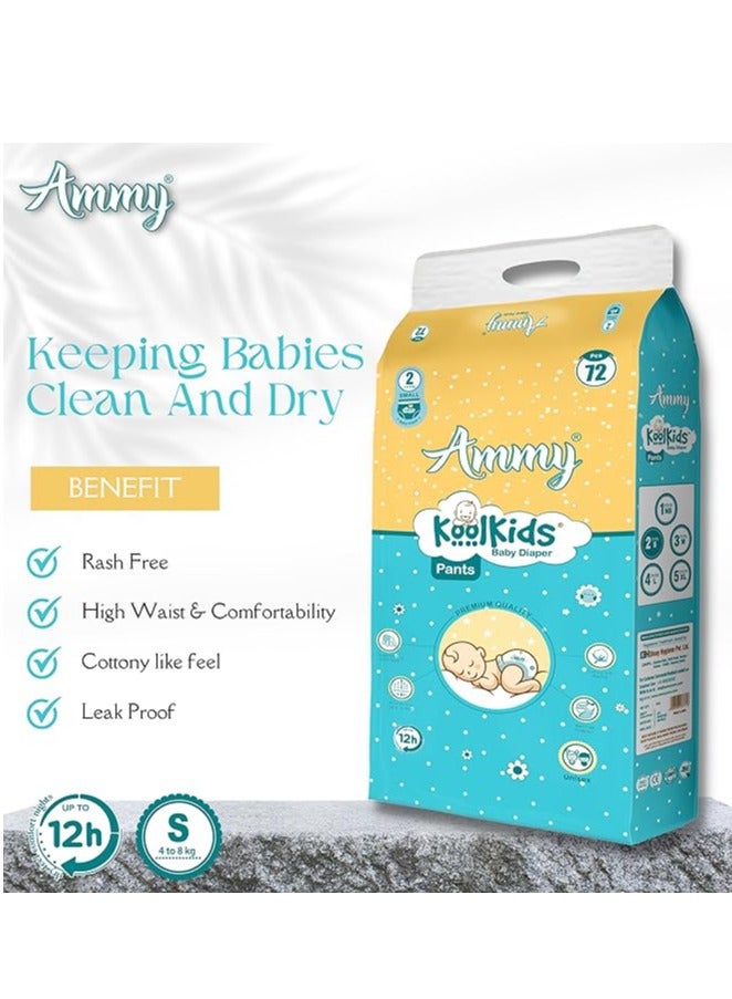 Ammy Ammy Koolkids Extra Absorb Baby Diaper Pants, Rash Free Diaper Pants for Babies (4-8kg)- Small, 72 Pieces  - Image 3
