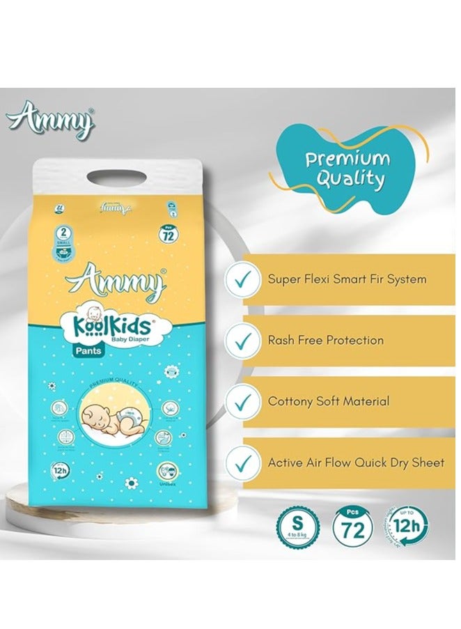Ammy Ammy Koolkids Extra Absorb Baby Diaper Pants, Rash Free Diaper Pants for Babies (4-8kg)- Small, 72 Pieces  - Image 2