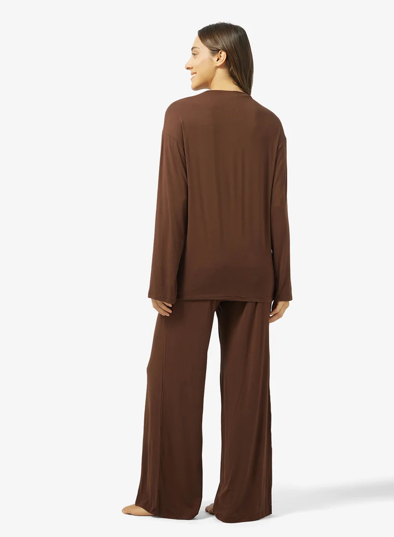 جينجر Soft Touch Relaxed Fit & Pant Loungewear Set