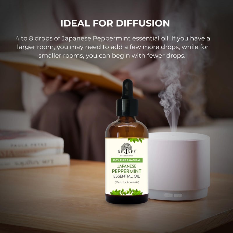 Devinez زيت النعناع الياباني من ديفينز (Mentha arvensis) مع قطارة مميزة - درجة علاجية، 100% نقي، زيت طبيعي غير مخفف للعلاج بالروائح، الناشرات، المرطبات والعناية بالبشرة وفروة الرأس (118 مل) - Image 3