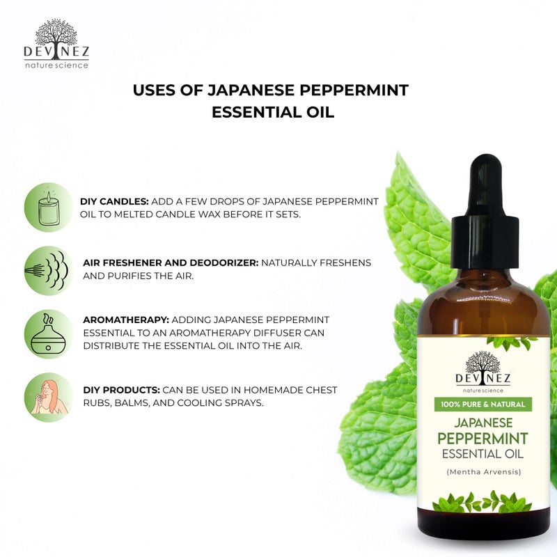 Devinez زيت النعناع الياباني من ديفينز (Mentha arvensis) مع قطارة مميزة - درجة علاجية، 100% نقي، زيت طبيعي غير مخفف للعلاج بالروائح، الناشرات، المرطبات والعناية بالبشرة وفروة الرأس (118 مل) - Image 5